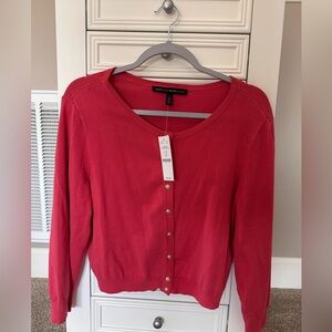 White House Black Market Vibrant Pink Cardigan, size L NWT